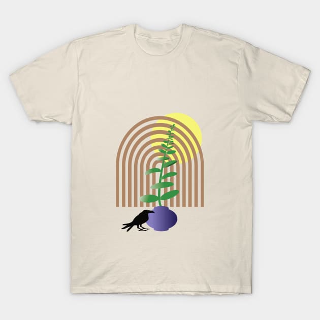 Boho Rainbow and Crow T-Shirt by Janremi